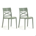 Lot de chaises martina en polypropyl�ne renforc� empilables usage int�rieur et ext�rieur (2 chaises vert ...