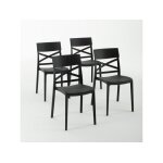 Chaises empilables - martina - polypropyl�ne renforc� - usage int�rieur et ext�rieur - lot de 4 - anthracite ...