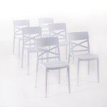 Chaises empilables - martina - polypropyl�ne renforc� - usage int�rieur et ext�rieur - lot de 6 - blanc ...