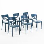 Chaises empilables - martina - polypropyl�ne renforc� - 6 places - usage int�rieur et ext�rieur - bleu ...