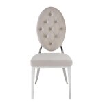 Lot de 4 chaises medaillon capitonnes chrome et velours - moka