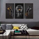 Lot de3 posters dart abstrait sur toile couple romantique sculpture poster en m�tal statue femme noire ...