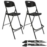 Lot de deux chaises de bar pliantes noires - ht 120cm - chaises hautes pliantes - cadre en acier - avec ...