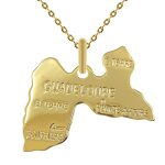 Lot pendentif carte de guadeloupe plaqu� or 18 carats + cha�ne 42cm plaqu� or 18 carats
