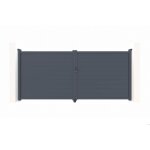 Lot portail battant et motorisation - casanoov - eiger - 4m h. 176cm - gris anthracite - aluminium / ...