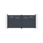 Lot portail battant et motorisation - casanoov - halti - 4m h. 166cm - aluminium - gris anthracite / ...
