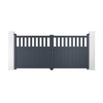 Lot portail battant et motorisation - casanoov - santis - 3m h. 142cm - gris anthracite - aluminium / ...