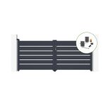 Lot portail battant et motorisation - casanoov - vogel - 3m h. 125cm - gris - aluminium / motorisation ...