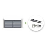 Lot portail battant et motorisation - casanoov - vogel - 3m h. 145cm - gris - aluminium / motorisation ...