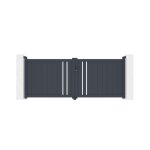 Lot portail battant et portillon - casanoov - giona - 3m h. 120cm / portillon 1m h. 120cm - gris anthracite ...