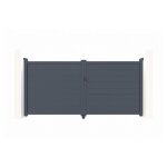 Lot portail battant et poteaux - casanoov - eiger - 3m h. 145cm - gris anthracite - aluminium / 2 poteaux ...