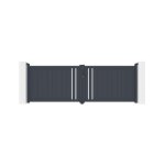 Lot portail battant et poteaux - casanoov - giona - 35m h. 120cm - gris anthracite - aluminium / 2 poteaux ...
