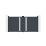 Lot portail battant et poteaux - casanoov - giona - 3m h. 140cm - gris anthracite - aluminium / 2 poteaux ... Lot portail battant et poteaux - casanoov - giona - 3m h. 140cm - gris anthracite - aluminium / 2 poteaux ...