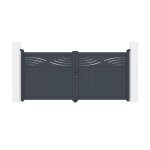 Lot portail battant et poteaux - casanoov - halti - 3m h. 142cm - aluminium - gris anthracite / 2 poteaux ...
