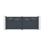 Lot portail battant et poteaux - casanoov - halti - 4m h. 160cm - aluminium - gris anthracite / 2 poteaux ... Lot portail battant et poteaux - casanoov - halti - 4m h. 160cm - aluminium - gris anthracite / 2 poteaux ...