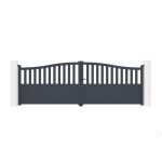 Lot portail battant et poteaux - casanoov - meije - 4m h. 140cm - gris anthracite - aluminium / 2 poteaux ...