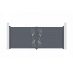 Lot portail battant et poteaux - casanoov - veleta - 4m h. 161cm - gris anthracite - aluminium / 2 poteaux ...