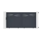 Lot portail coulissant et portillon - casanoov - halti - 3m h. 163cm / portillon 1m h. 163cm - aluminium ...