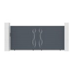 Lot portail coulissant et portillon - casanoov - life - 4m h. 181cm / portillon 1m h. 181cm - gris anthracite ...