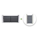 Lot portail coulissant et portillon - casanoov - vogel - 4m h. 181cm / portillon 1m h. 181cm - gris - ...