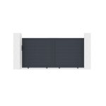 Lot portail coulissant et poteaux - casanoov - eiger - 3m h. 147cm - aluminum - gris anthracite / 2 poteaux ...