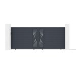 Lot portail coulissant et poteaux - casanoov - veleta - 4m h. 163cm - gris anthracite - aluminium / 2 ...