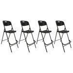 Lot de quatre chaises de bar pliantes noires - ht 120cm - chaises hautes pliantes - cadre en acier - ...