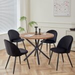 Lot table et chaises � manger - table ronde 100cm (grain de bois fonc�) - chaises de salle � manger en ...