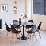 Lot table et chaises � manger - table ronde moderne 110cm - avec 6 chaises scandinaves de salle � manger ...