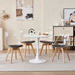 Lot table et chaises - moderne - 4 chaises en acrylique transparent (noir) - table ronde scandinave