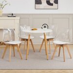 Ensemble table et chaises - 4 chaises en acrylique transparent - table  manger ronde de 80 cm - pieds ...
