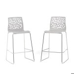 Lot de tabourets anna xl en rsine fibre de verre et pieds mtal hauteur dassise 65 cm (2 tabourets gris ...