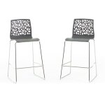Lot de tabourets anna xl en rsine fibre de verre et pieds mtal hauteur dassise 65 cm (2 tabourets gris ...