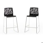 Lot de tabourets dafne xl en r�sine fibre de verre et pieds m�tal hauteur dassise 65 cm (2 tabourets ...