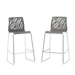 Lot de tabourets dafne xl en r�sine fibre de verre et pieds m�tal hauteur dassise 65 cm (2 tabourets ...