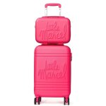 Lot valise cabine 55cm plus un vanity rigide - fuchsia - lm10712