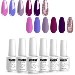 Lot vernis gel semi - permanent 6 couleurs pourpre paillet� uv led soak off ongles kit nail art design ...