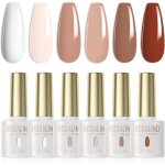 Lot vernis semi permanent blanc nude marron rouge fonc� 6 couleurs vernis � ongles gels semi - permanents ...