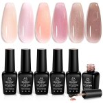 Lot vernis semi - permanent jelly miroiter 6 couleurs rose beige transparent gel�e r�ve dame uv / led ...