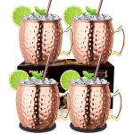 Lot de verre moscow mule 4 tasses moscou mule avec 4 pailles multicolore verre a biere