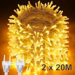 Lot x2 guirlandes lumineuses 20m (400 led) étanche intérieur / exterieur arbre de noël 8 modes décoration ... Lot x2 guirlandes lumineuses 20m (400 led) étanche intérieur / exterieur arbre de noël 8 modes décoration ...