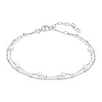 Bracelet - lotus - lp3477 - 2 / 1 - argent - perles blanches - femme