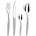 Lou laguiole ensemble de coutellerie 24 pcs jet satin argent