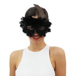 Loup masque visage  plumes noires - ptit clown - loup  clous - accessoire dguisement carnaval ftes ...