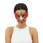 Loup masque visage vnitien - rouge or