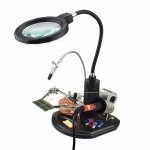 Loupe 2. 5x  4x lampe led support fer  souder avec pinces et clips de soutien