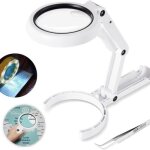 Loupe clairante  main sur pied 5x 11x loupe de lecture avec support pliable et lumire 8 led pour lecture ...