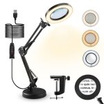 Loupe grossissante 10x avec �clairage et support lampe de bureau avec 3 modes de couleur intensit� r�glable ...