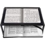 Loupe de lecture avec 4 led 3x grossissement a4 rectangulaire clairante avec support pour malvoyants ...