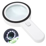 Loupe de lecture �clair�e loupe 30x avec 12 led lumi�re loupe grossissante � main loupe eclairante (blanc) ...